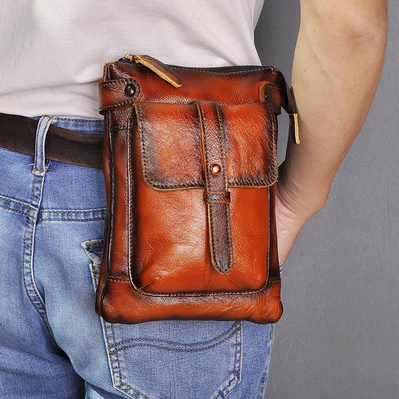 8-Calowa Torba Listonoszka Z Prawdziwej Skóry W Stylu Vintage Dla Mężczyzn