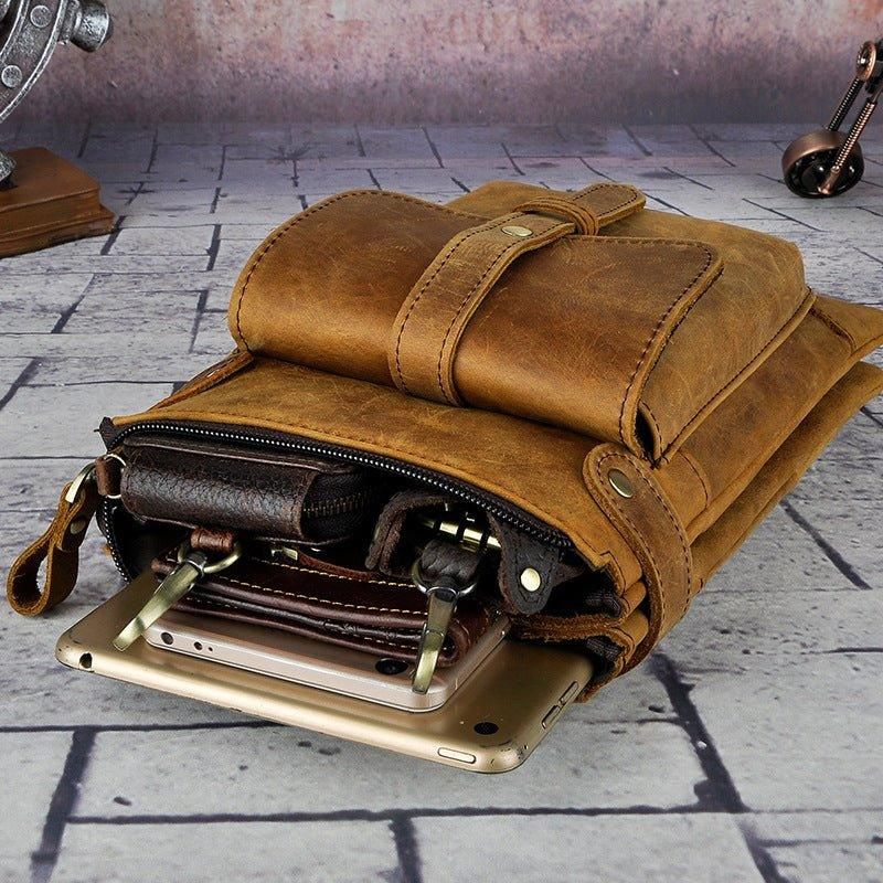8-Calowa Torba Listonoszka Z Prawdziwej Skóry W Stylu Vintage Dla Mężczyzn