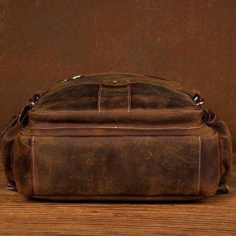 Brązowy Skórzany Plecak Na Laptopa W Stylu Vintage Dla Mężczyzn