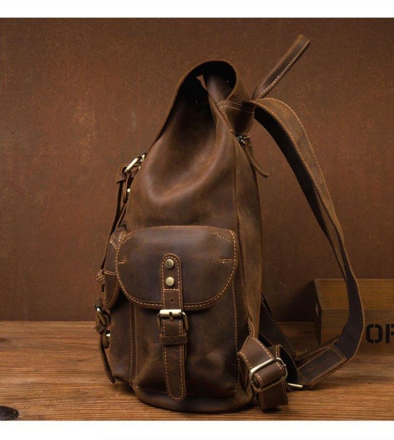 Duży Męski Skórzany Plecak W Stylu Vintage Na Laptopa