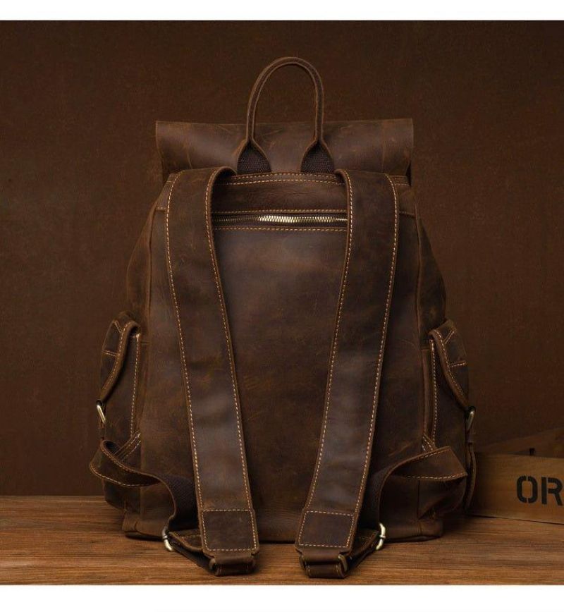 Duży Męski Skórzany Plecak W Stylu Vintage Na Laptopa
