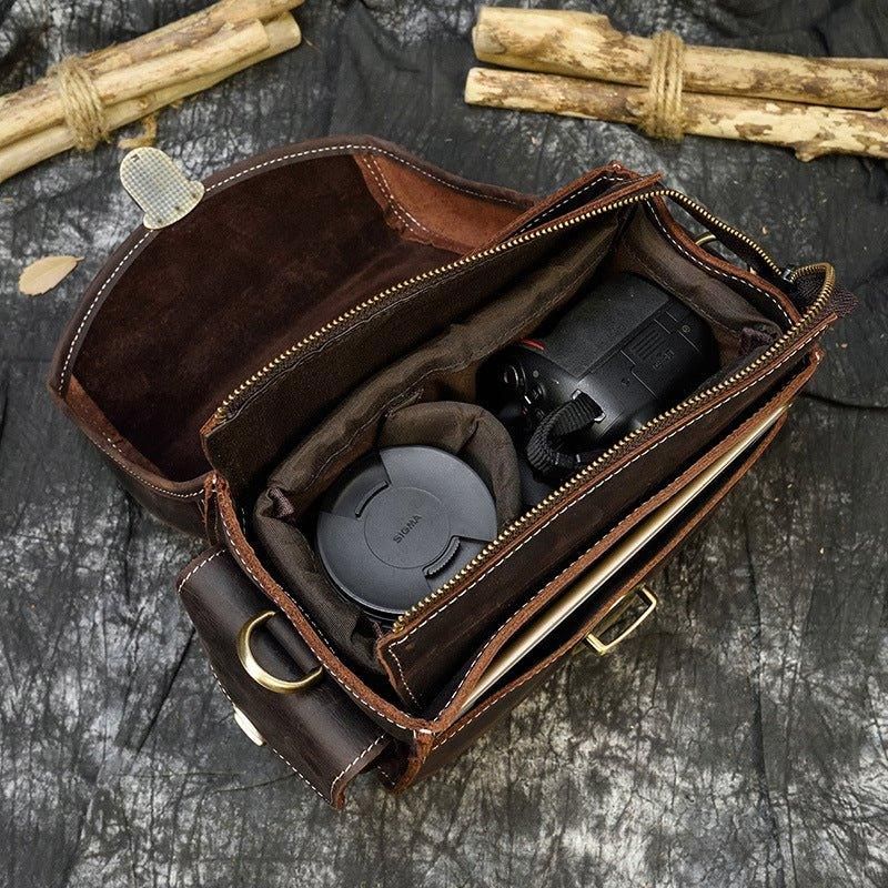 Mała Torba Podróżna Na Aparat Z Prawdziwej Skóry W Stylu Vintage