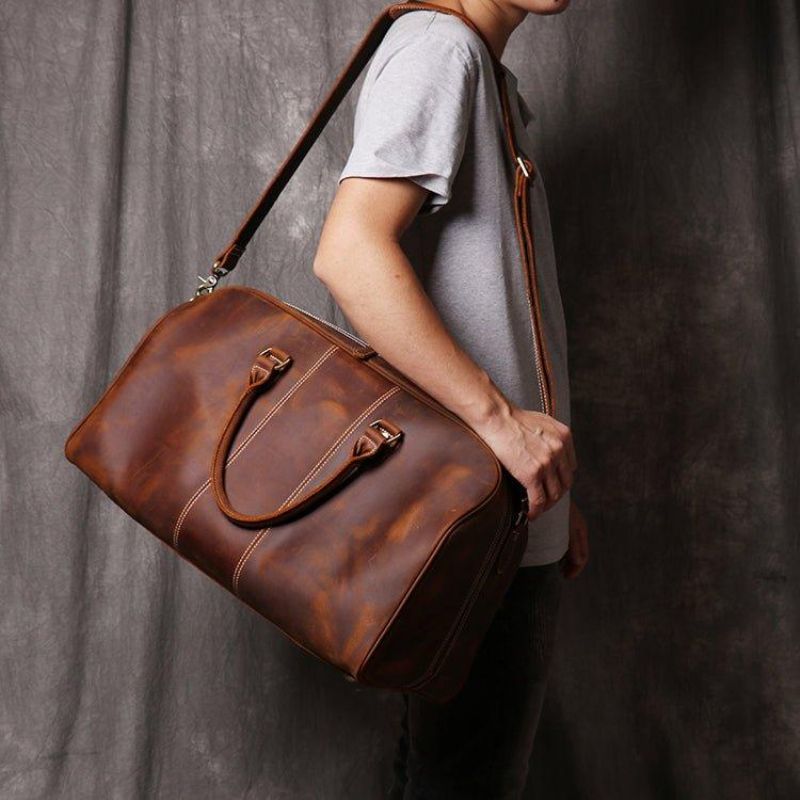 Męska Duża Torba Podróżna Ze Skóry W Stylu Vintage Wielokolorowa