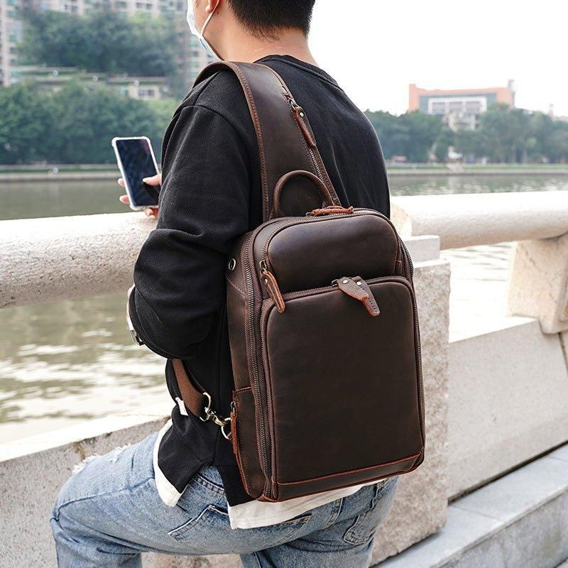 Męska Skórzana Torba Na Klatkę Piersiową Typu Crossbody