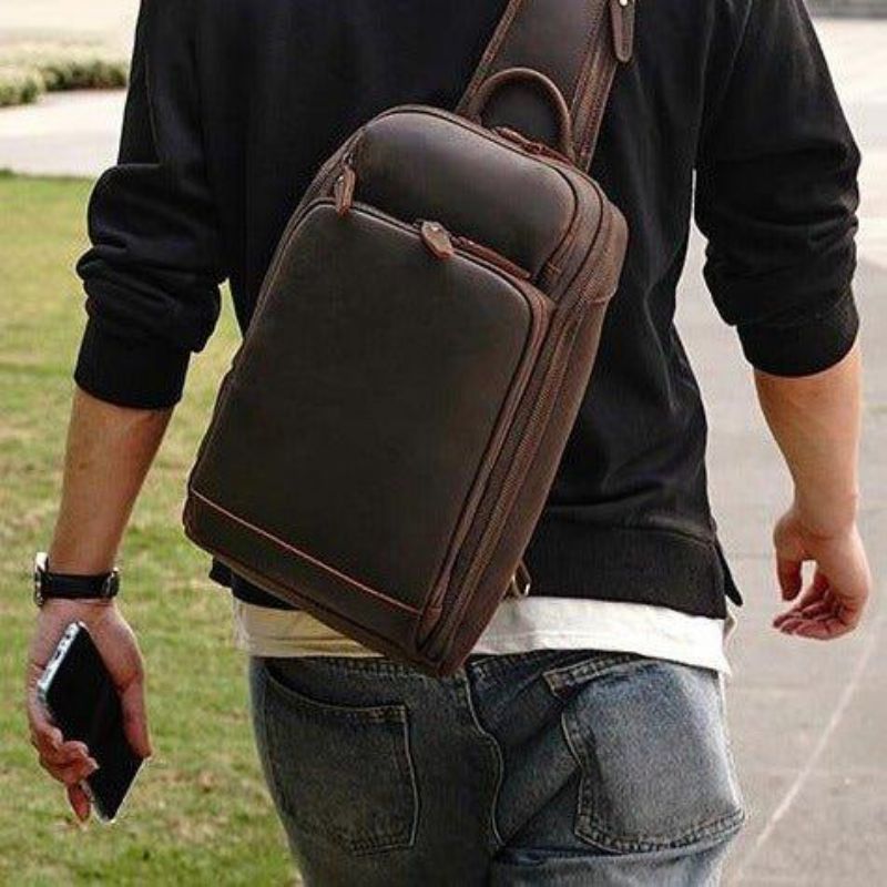 Męska Skórzana Torba Na Klatkę Piersiową Typu Crossbody