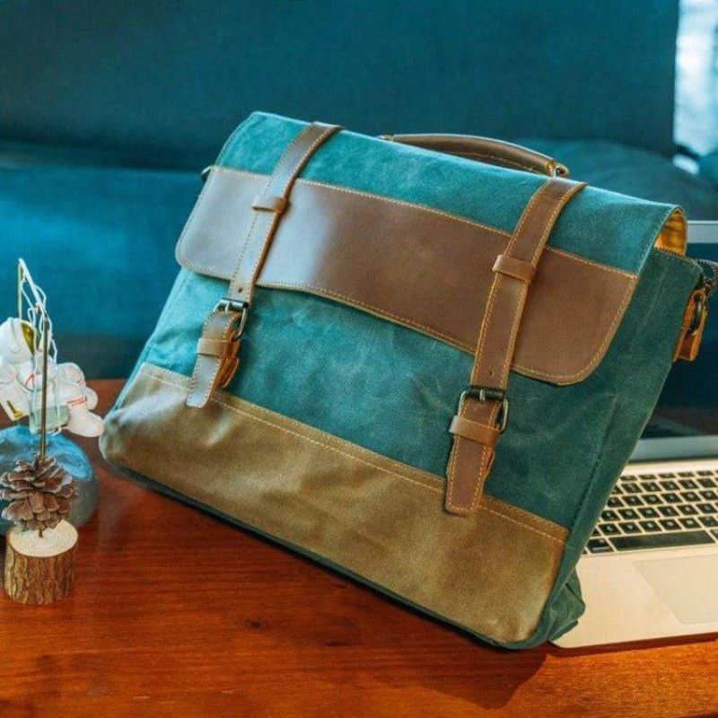 Męska Torba Listonoszka Na Laptopa Z Woskowanego Płótna
