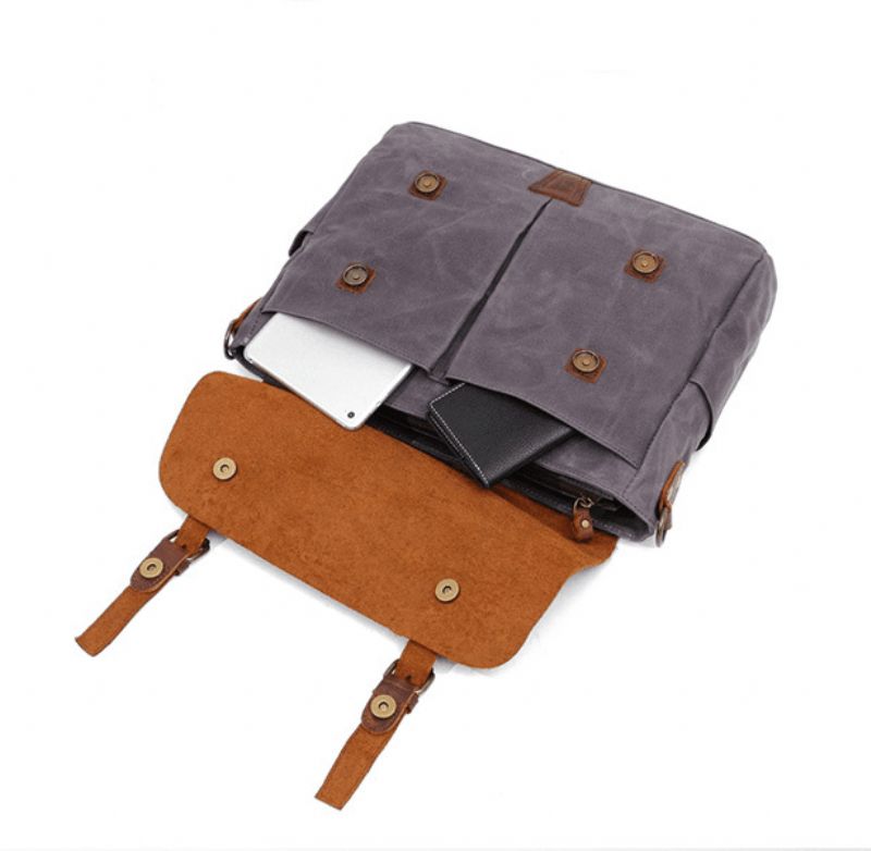 Męska Torba Na Laptopa Typu Crossbody Z Płótna I Skóry
