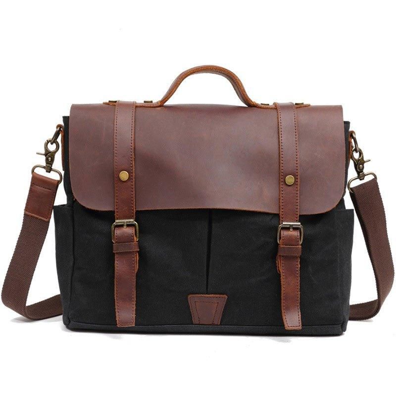 Męska Torba Na Laptopa Typu Crossbody Z Płótna I Skóry