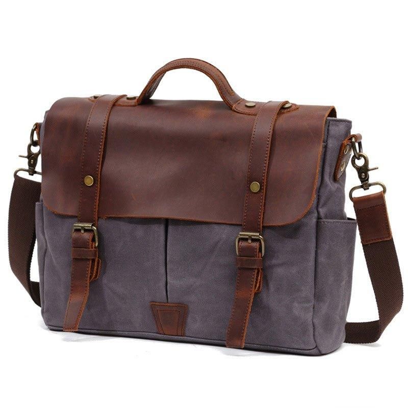 Męska Torba Na Laptopa Typu Crossbody Z Płótna I Skóry