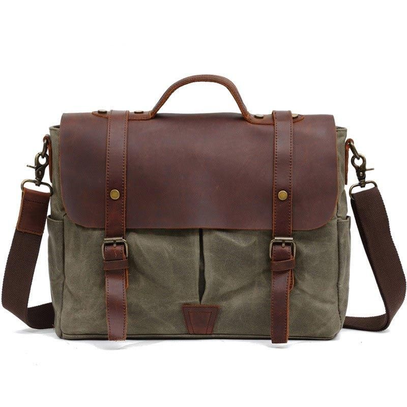 Męska Torba Na Laptopa Typu Crossbody Z Płótna I Skóry
