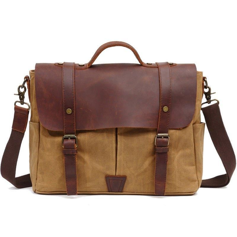Męska Torba Na Laptopa Typu Crossbody Z Płótna I Skóry