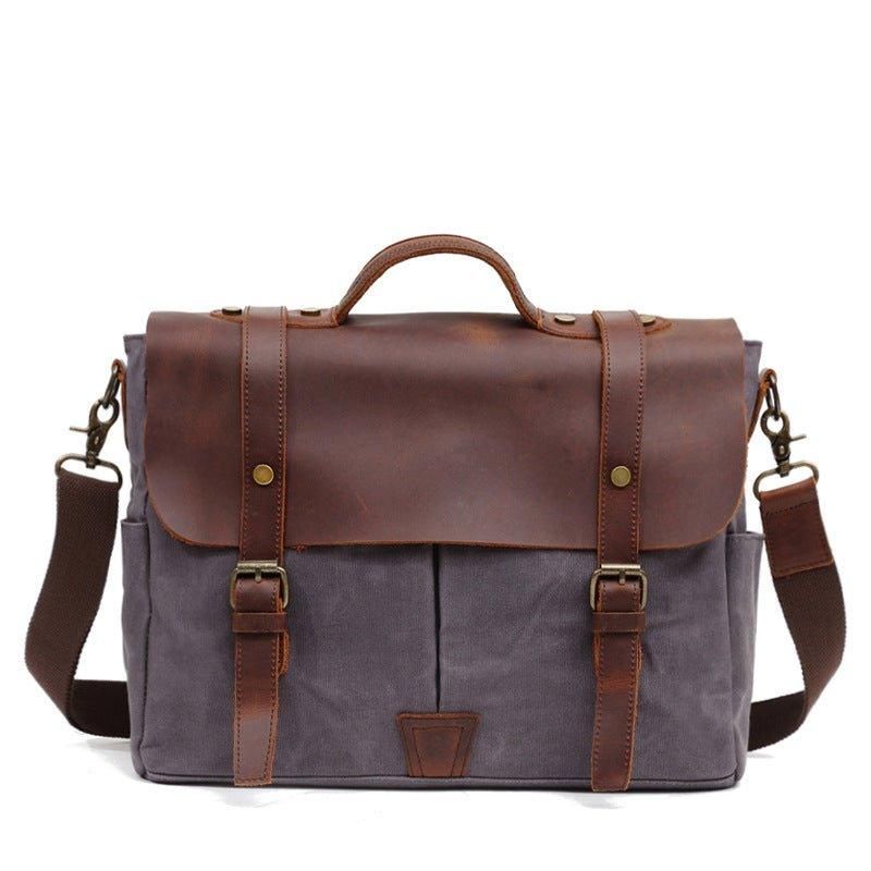 Męska Torba Na Laptopa Typu Crossbody Z Płótna I Skóry