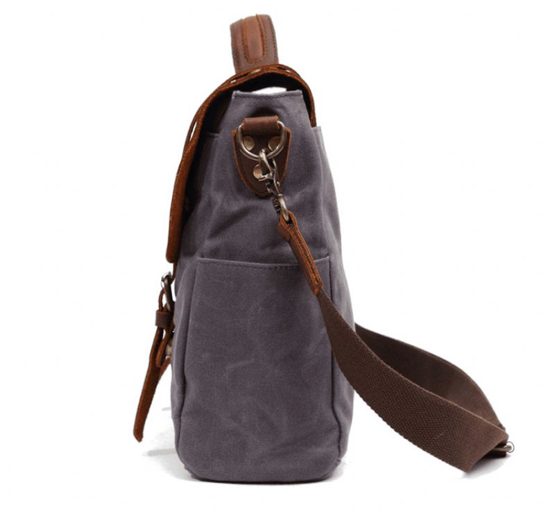 Męska Torba Na Laptopa Typu Crossbody Z Płótna I Skóry