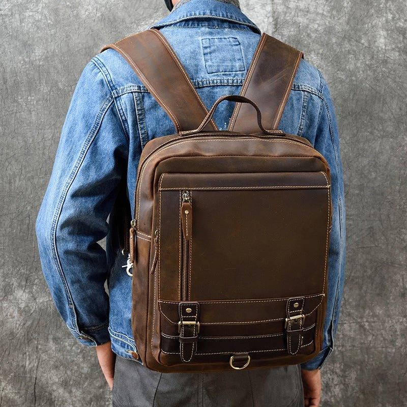 Męski Skórzany Plecak Na Laptopa W Stylu Vintage