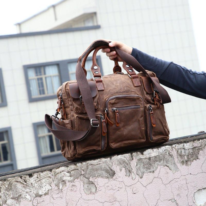 Męskie Torby Listonoszki W Stylu Vintage Z Pokrowcem Na Laptopa