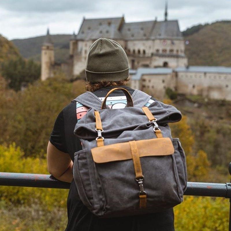 Plecak Outdoorowy W Stylu Retro Z Bawełnianego Płótna