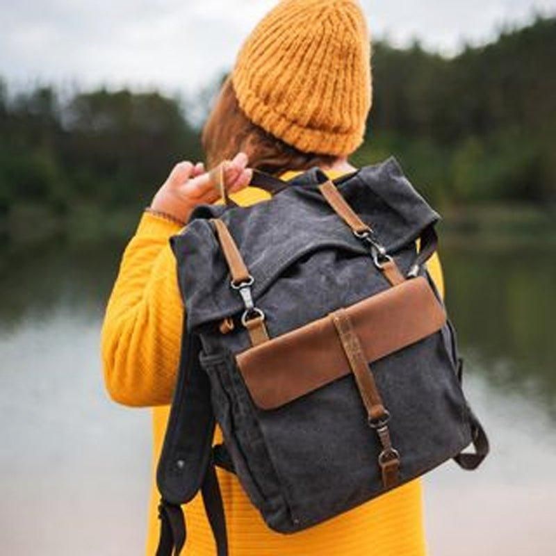 Plecak Outdoorowy W Stylu Retro Z Bawełnianego Płótna