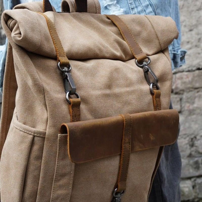 Plecak Outdoorowy W Stylu Retro Z Bawełnianego Płótna