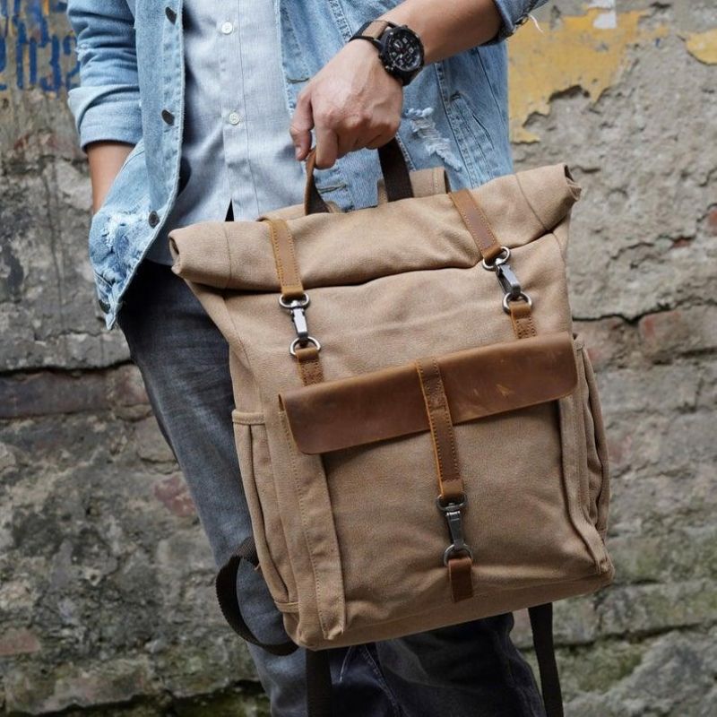 Plecak Outdoorowy W Stylu Retro Z Bawełnianego Płótna