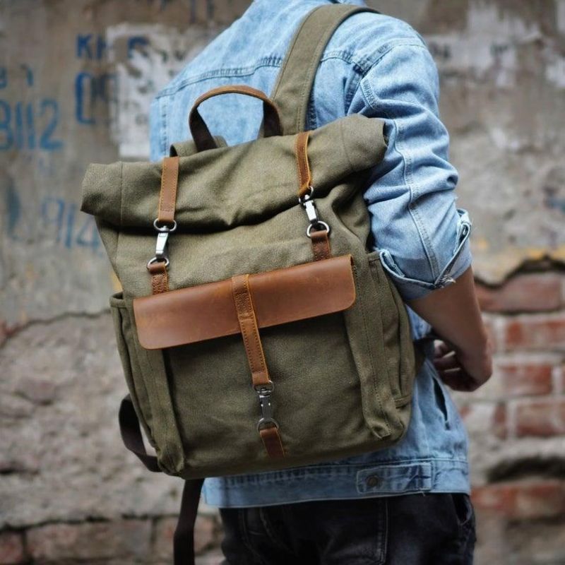 Plecak Outdoorowy W Stylu Retro Z Bawełnianego Płótna