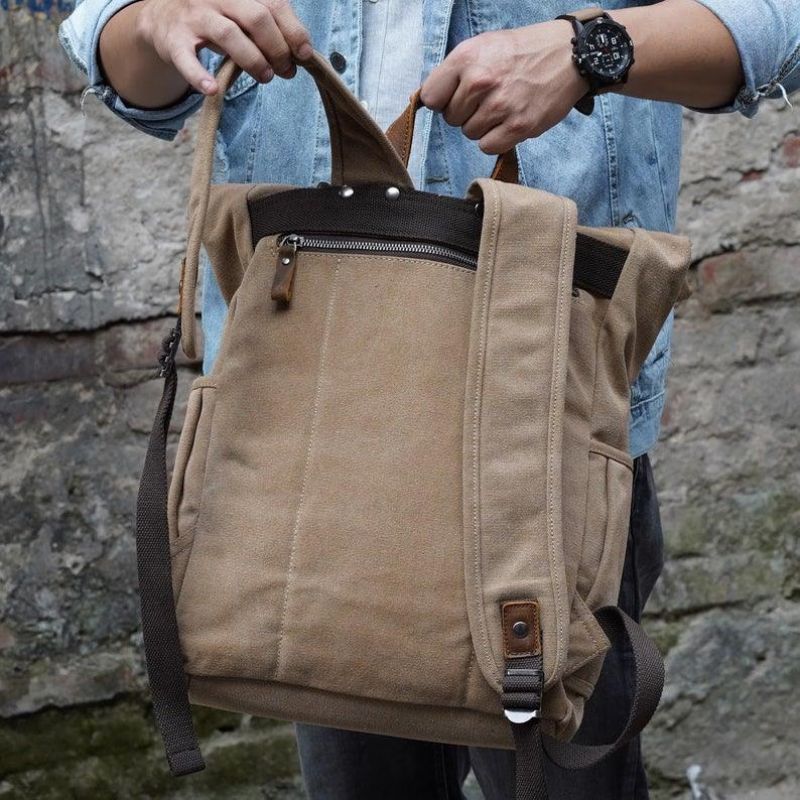 Plecak Outdoorowy W Stylu Retro Z Bawełnianego Płótna