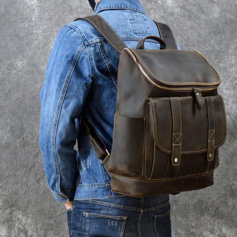 Skórzany Plecak W Stylu Vintage Na 16-Calowy Laptop