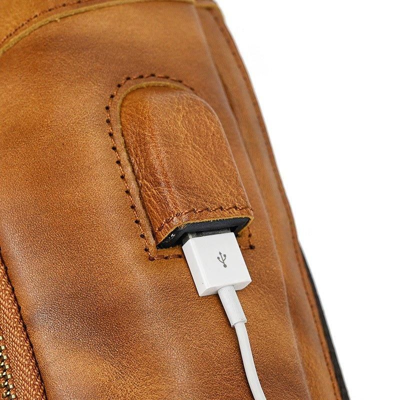 Torba Na Ramię Ze Skóry Bydlęcej Z Portem Usb