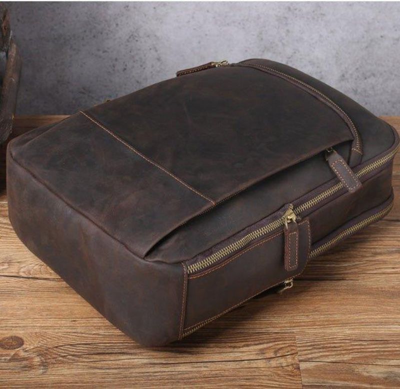 Vintage Męski Skórzany Plecak Na Laptopa