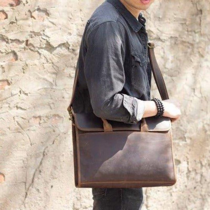 Wąska Skórzana Torba Na Laptopa Dla Mężczyzn